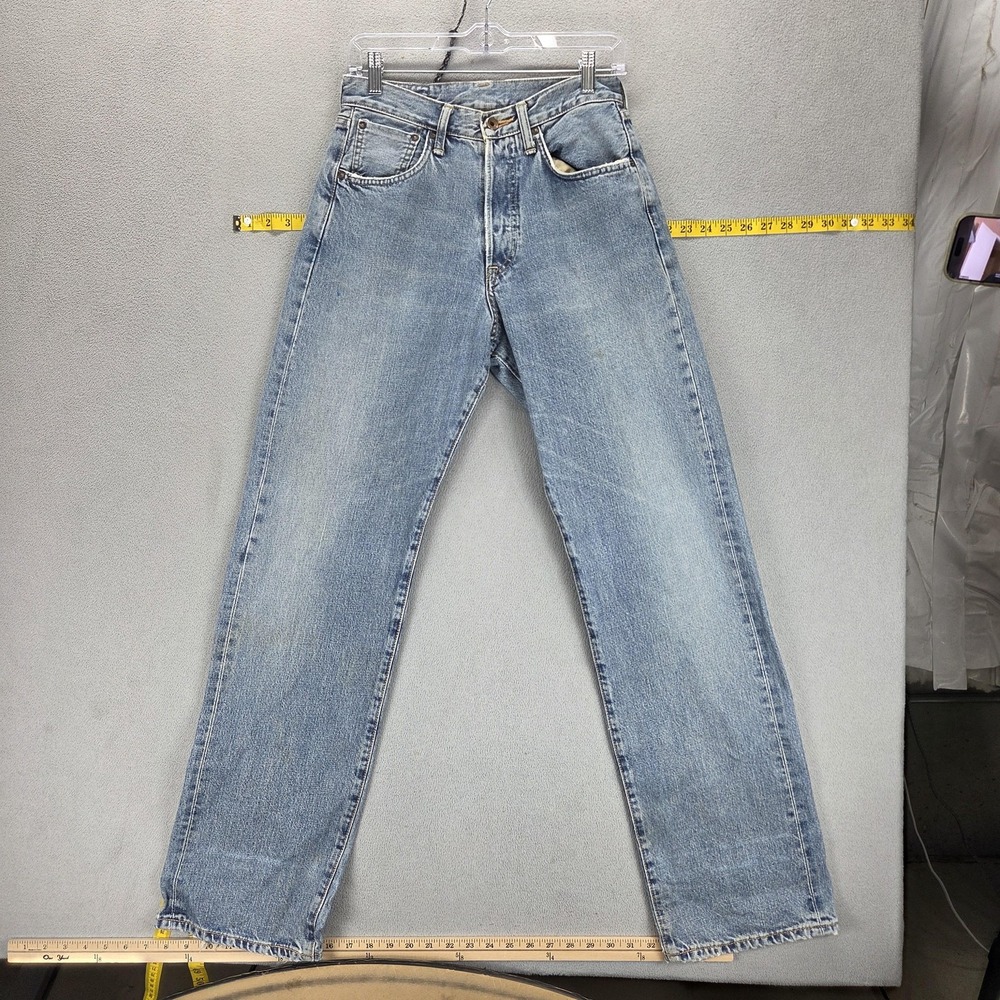 Edwin Jeans Mens 28x34 Blue Selvedge 505 Straight Distressed Denim Button Fly